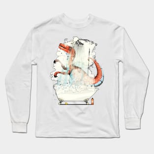 Dinosaur Velociraptor in the Shower Long Sleeve T-Shirt